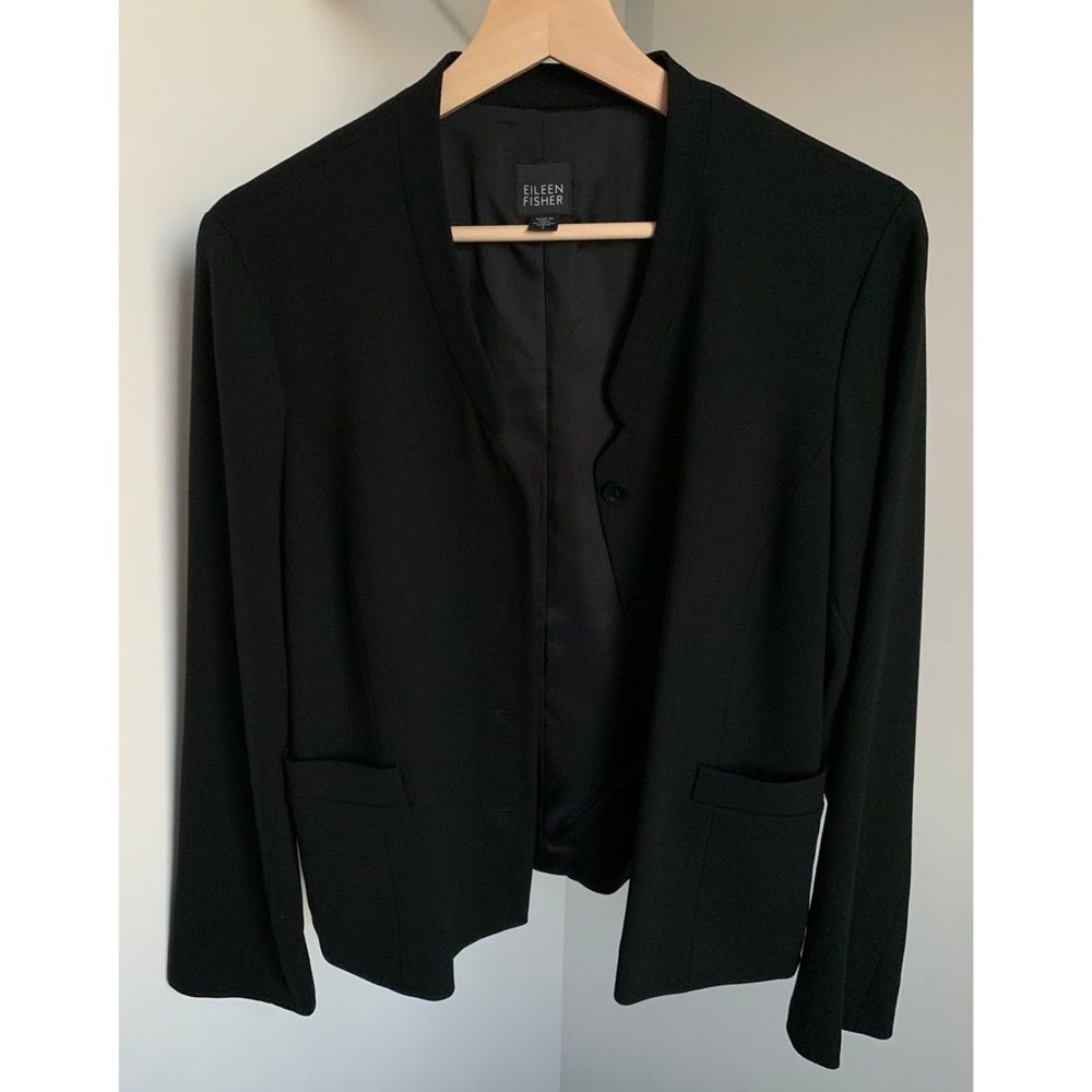 Eileen Fisher • S • 100% Merino Wool Blazer Jacket Lined